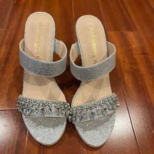 Silver Rhinestone Sandals Shoes Allegra K Glitter Stiletto Heels Party Dress 6